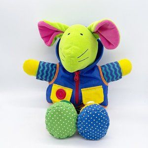 Early Years Squeak E. Mouse Learn To Dress Plush Stuffed Animal Zip Tie Buckle